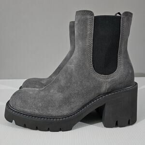 NEW Pedro Garcia Zisca Ankle Bootie Women EU 38 Storm Gray Suede Chelsea Luxury